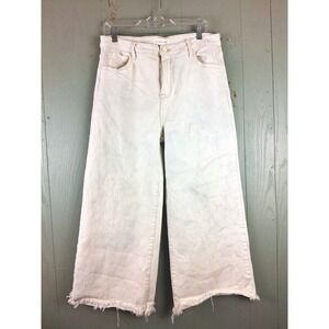 Risen High Rise Tummy Control Wide Leg Crop Pants Jeans Womens 15/32 Distressed
